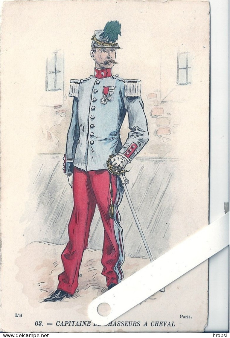 Illustrateur Kauffmann Paul, Militaria, Uniformes,  63 Capitaine De Chasseurs à , Cheval,  Edition L'H - Kauffmann, Paul