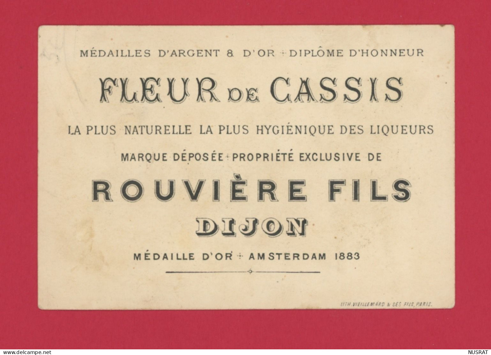Jolie Chromo Lith. Vieillemard BV32-04 Fleur De Cassis, Rouvière Fils, Dijon, Personnages - Autres & Non Classés
