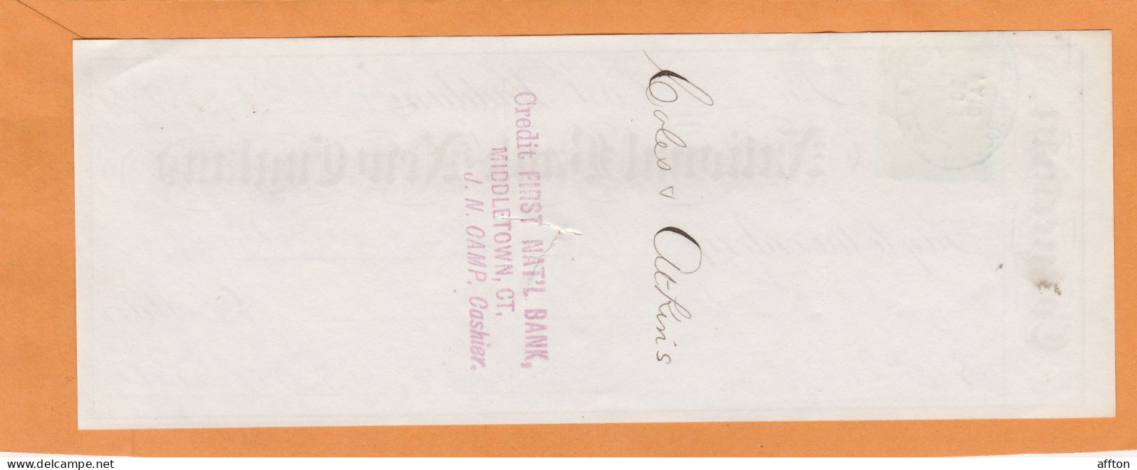 United States Old Check Cheques - Schecks  Und Reiseschecks