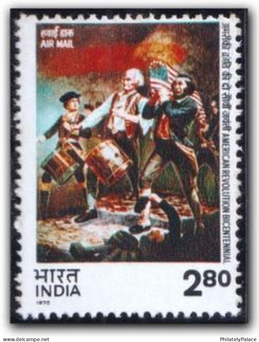 India 1976 American Revolution Bicentenary. America, Revolution, Drum, Flag, Independence MNH (**) Inde Indien - Unused Stamps