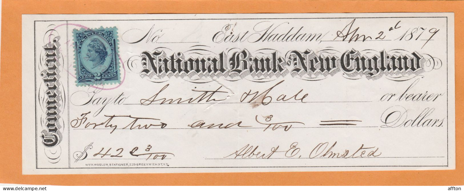 United States Old Check Cheques - Chèques & Chèques De Voyage