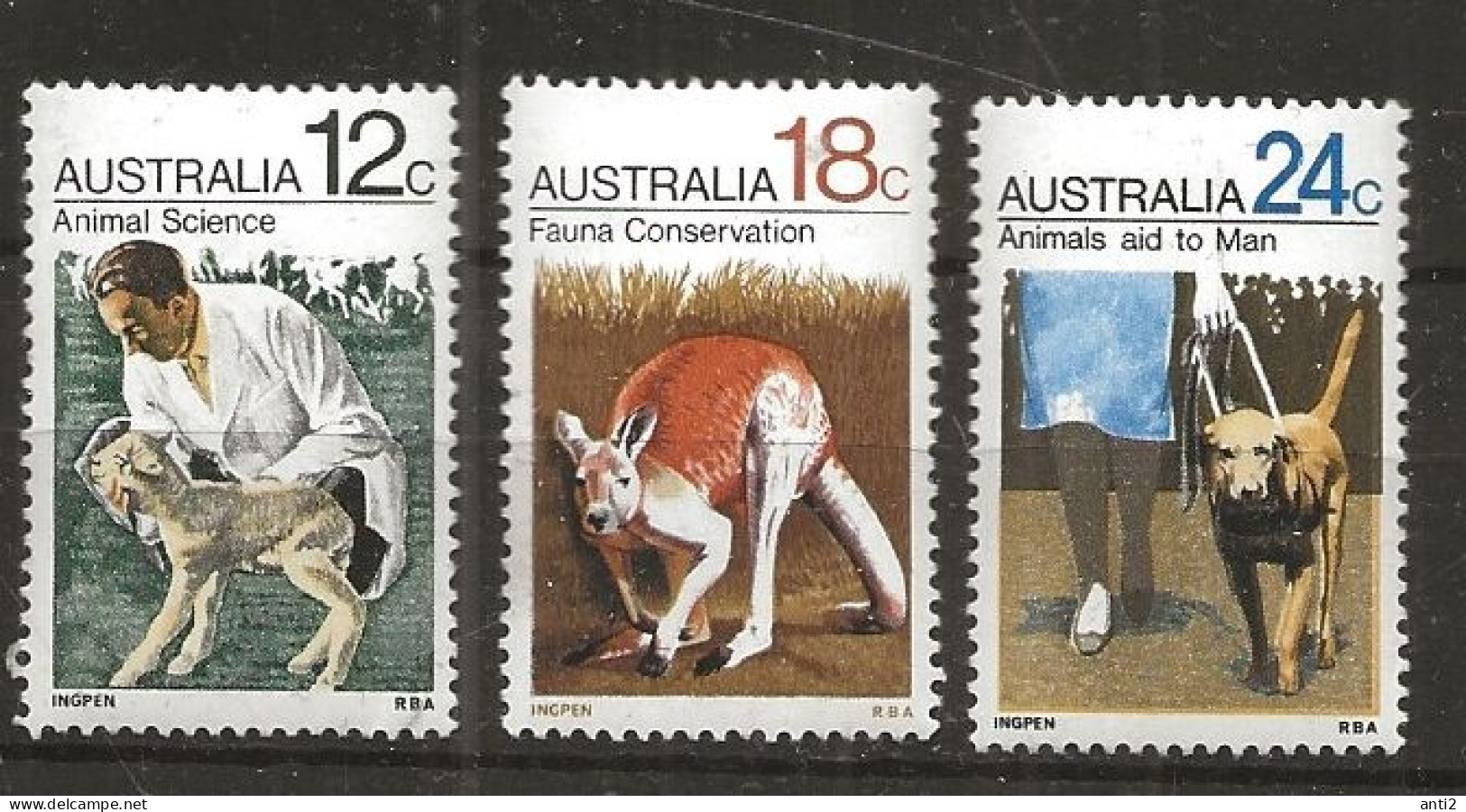 Australia 1971 Animals, Veterinary Examination Of A Lamb, Red Kangaroo (Macropus Rufus),  Guide Dog, MI  469-471 MNH - Mint Stamps