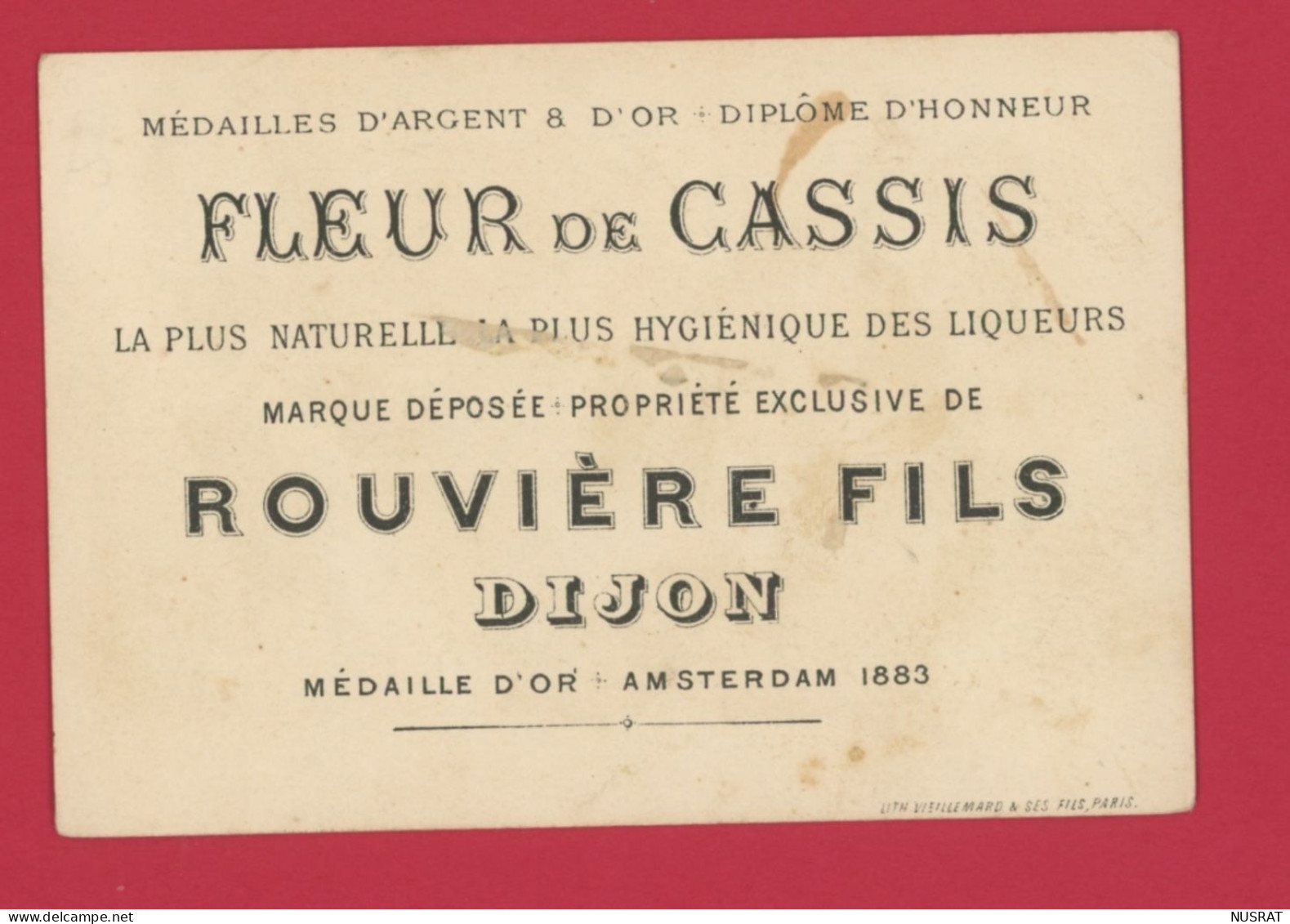 Jolie Chromo Lith. Vieillemard BV32-04 Fleur De Cassis, Rouvière Fils, Dijon, Personnages - Other & Unclassified