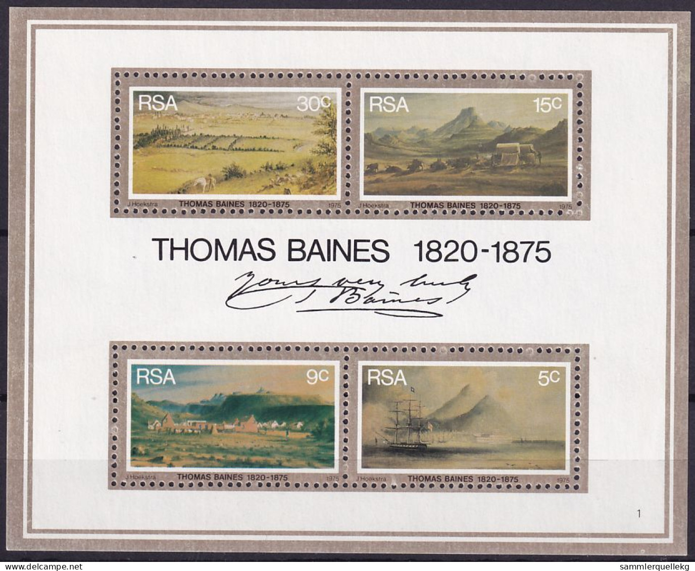 Südafrika Block 3 Postfrisch, 100. Todestag Von Thomas Baines (Nr. 2324) - Ungebraucht