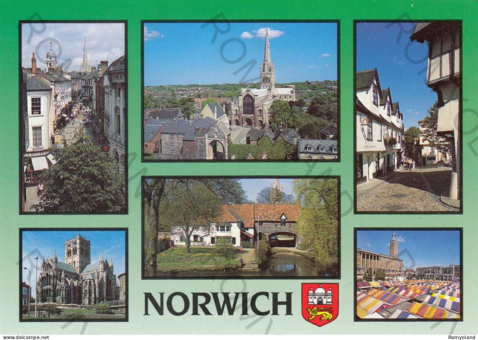 CARTOLINA  NORWICH,NORFOLK,INGHILTERRA,REGNO UNITO-A FINE CITY-LONDON STREET-NORWICH CATHEDRAL-ELM HILL-NON VIAGGIATA - Norwich