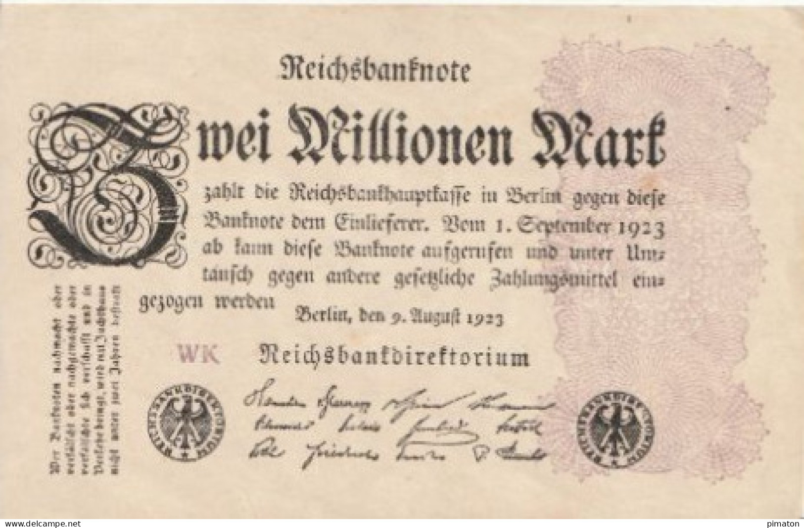 ZWEI MILLIONEN MARK  Aout 1923 - 2 Mio. Mark