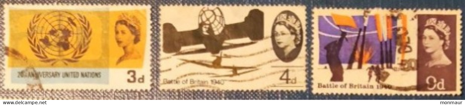 GRAN BRETAGNA 1965 YT 417-408-413 UNITED NATIONS-BATTLE OF BRITAIN - Usati