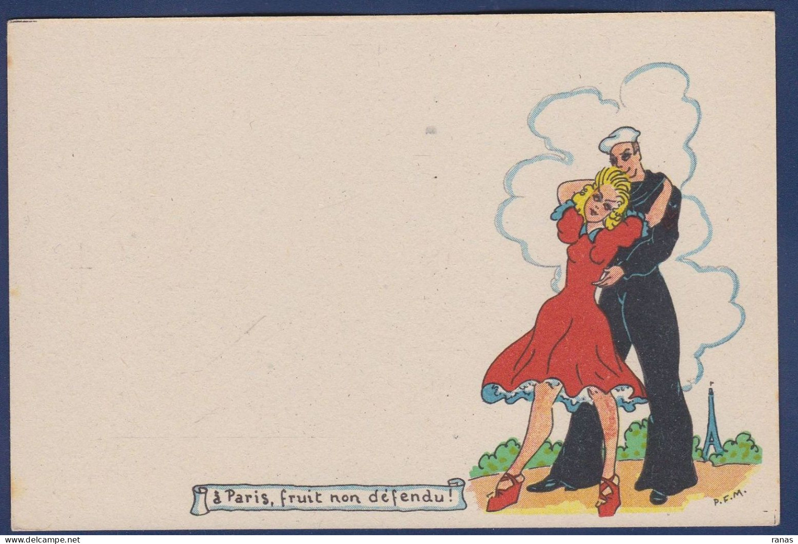 CPSM WWII Militaria Guerre Par Paul François Morvan 9,3 X 14 Satirique Pomme - Pin-Ups