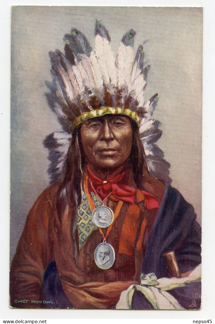 Amérique.le Guerrier Indien.chief  Iron Owl - America