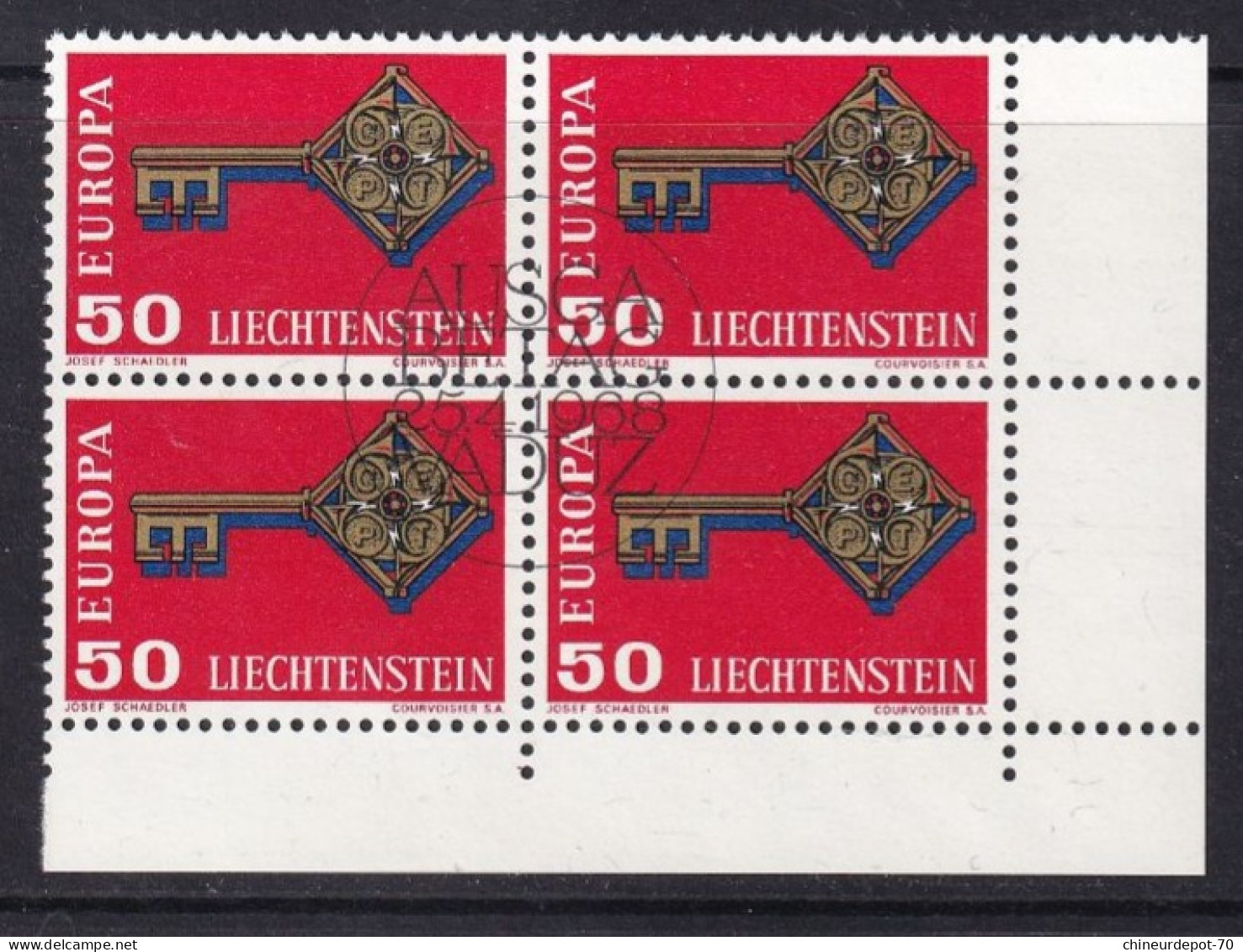 Liechtenstein 1968 Bloc De 4 Europa - Gebraucht