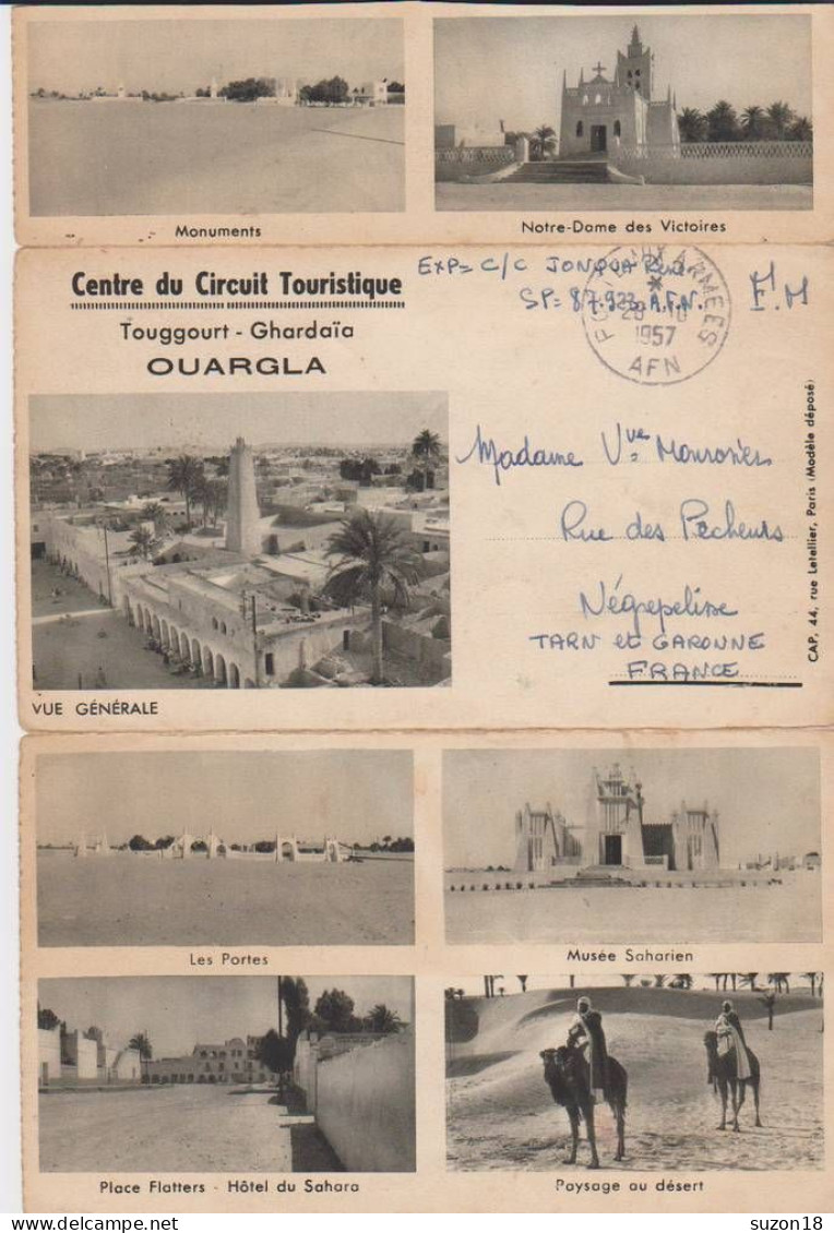 Guerre D'Algerie - Carte-lettre Illustrée -  Dépliant 3 Volets - Pouargla - Touggourt - Poste Aux Armées - Fm - Guerre D'Algérie