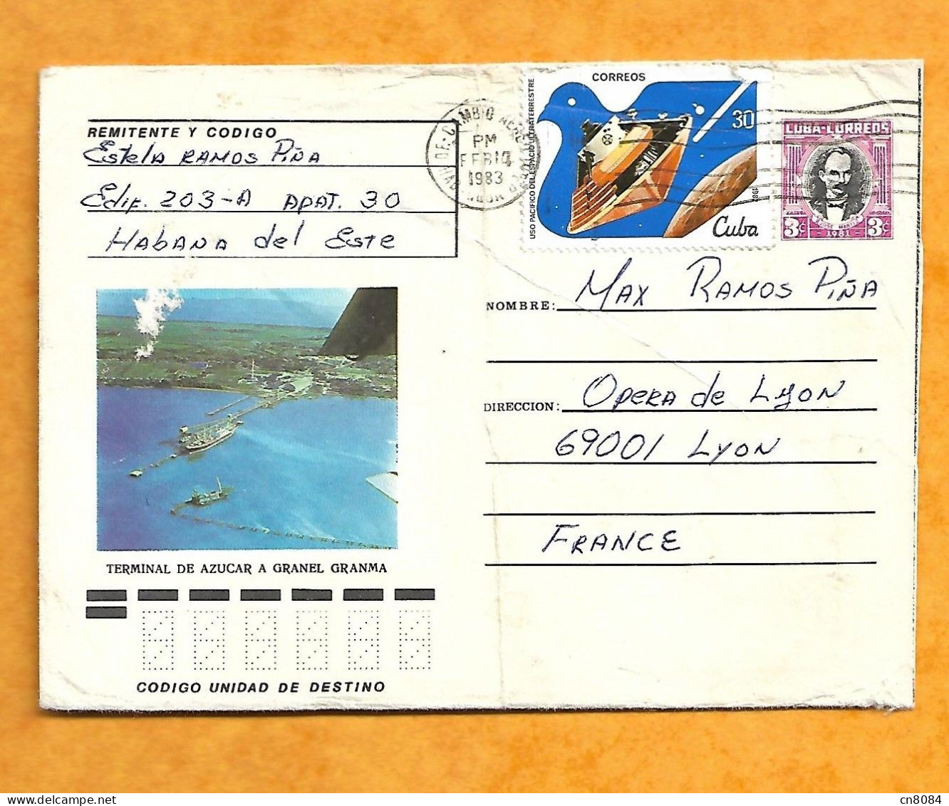 ENVELOPPE  ENTIER POSTAL + TIMBRE CUBA  -SOBRE POSTAL ENTERO + SELLO CUBA - Lettres & Documents