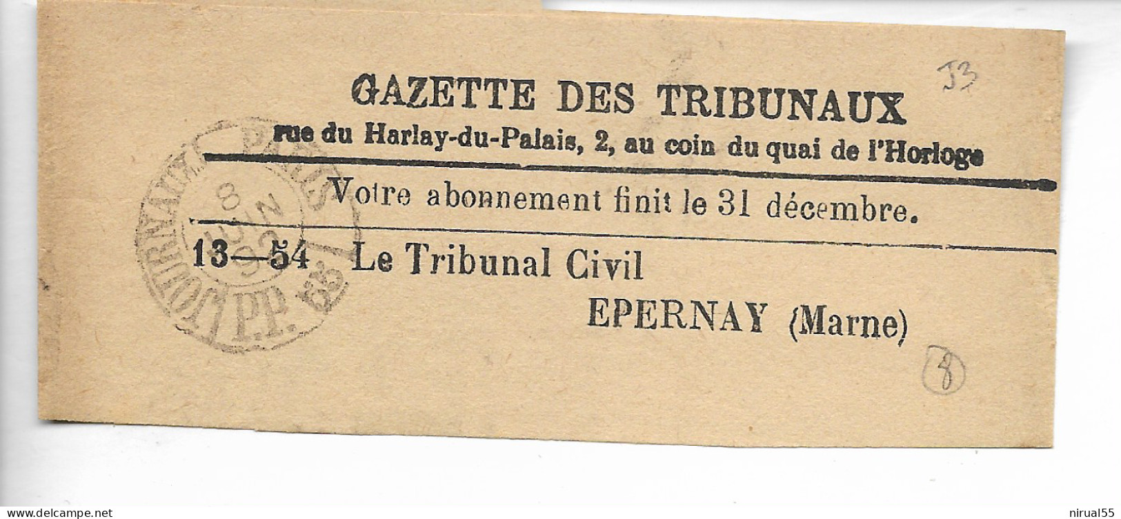 PARIS 3 Bandes Journaux CAD Journaux PP39 Et PP55 + CAD Imprimés PP13 1898 Et 1910      ...G - Zeitungsmarken (Streifbänder)