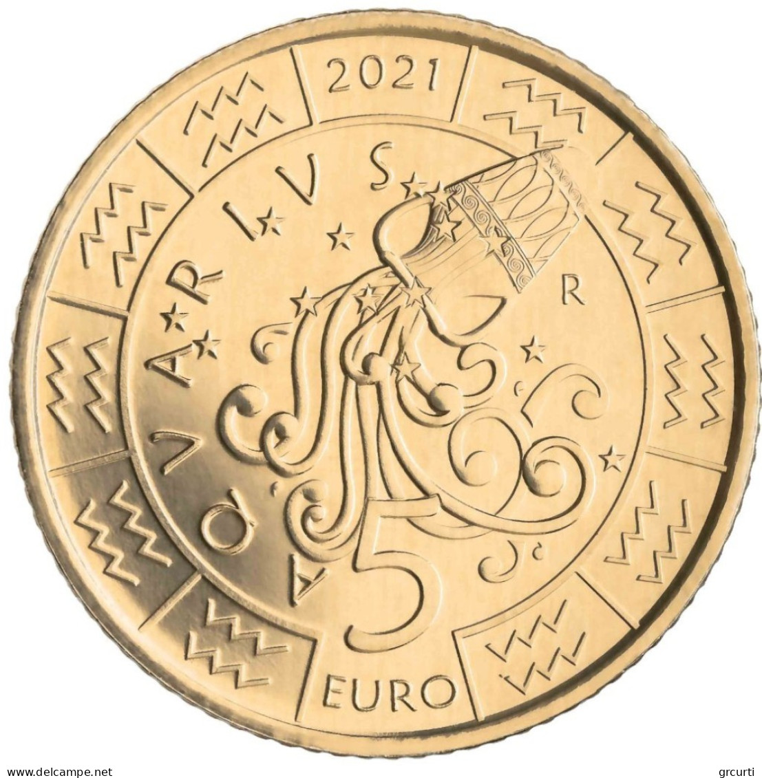 San Marino - 5 Euro 2021 - Segni Dello Zodiaco - Acquario - UC# 238 - San Marino