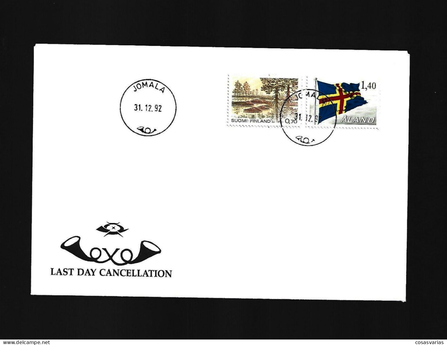 ALAND POST  FINLANDIA MATASELLO JOMALA  1992 ULTIMO DÍA LAST DAY CANCELLATION - Ortsausgaben