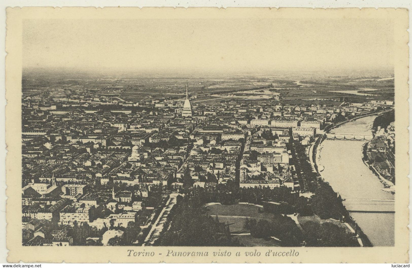 TORINO -PANORAMA VISTO A VOLO D'UCCELLO -F.P. - Tarjetas Panorámicas