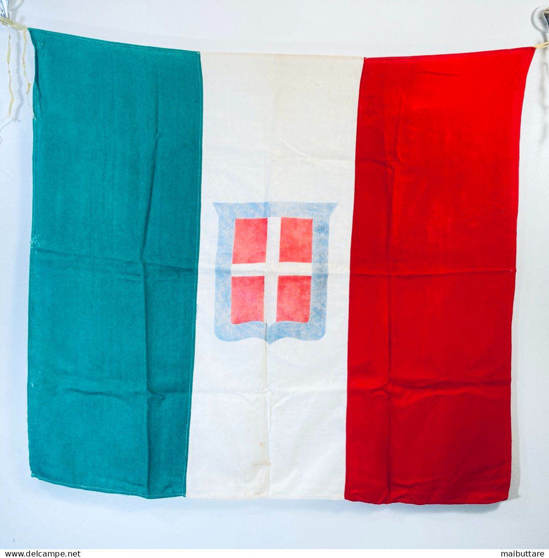 Bandiera Con Stemma Sabaudo Stampato Materiale Cotone - Drapeaux