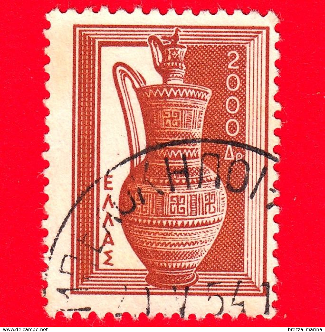 GRECIA - HELLAS - Usato - 1954 - Arte Antica Greca - Vasi Da Dipylon - 2000 - Used Stamps