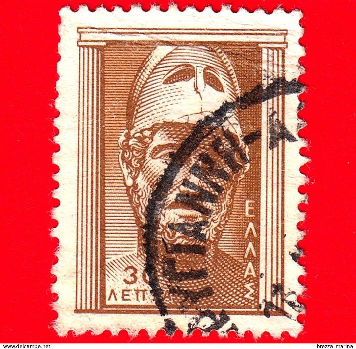 GRECIA - HELLAS - Usato - 1955 - Arte Antica Greca - Sculture - Testa Di Pericle - 30 - Used Stamps