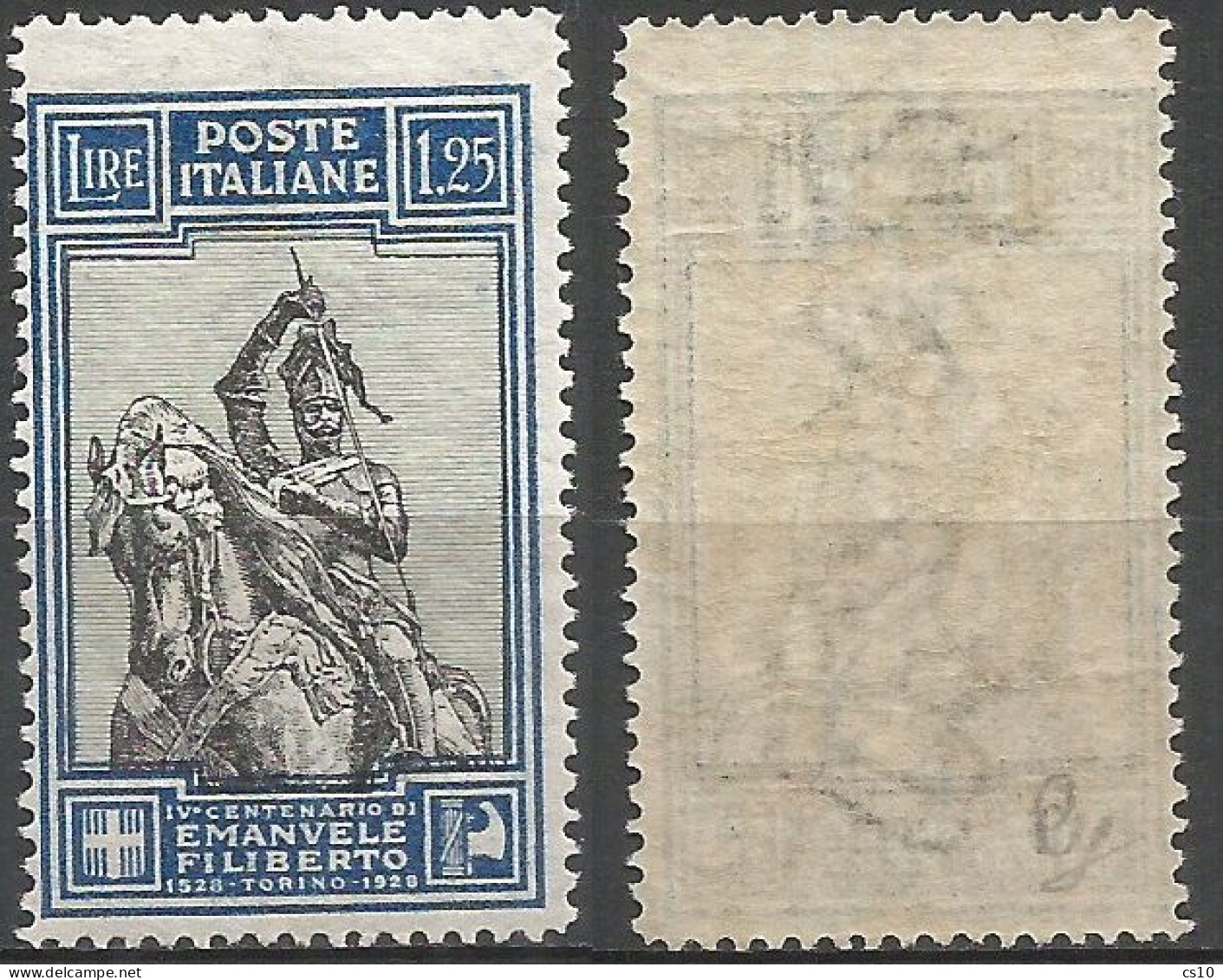 Regno 1928 Emanuele Filiberto L.1,75 MVLH/*TL Perf. 13e3/4 Lineare # 235/I Decentrato - Sammlungen