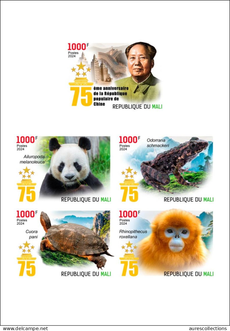 MALI 2024 - DELUXE PROOF - CHINA DIPLOMATIC RELATIONS - MAO ZEDONG TSE TUNG - PANDA TURTLE TURTLES FROG FROGS MONKEYS - Mao Tse-Tung