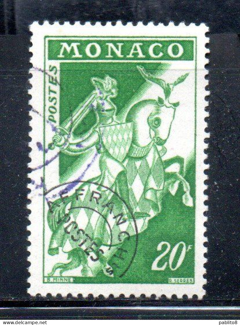 MONACO 1959 KNIGHT IN ARMOR PRE-CANCELS PRECANCELED HISTORY 20f USED OBLITERE' USATO - Oblitérés