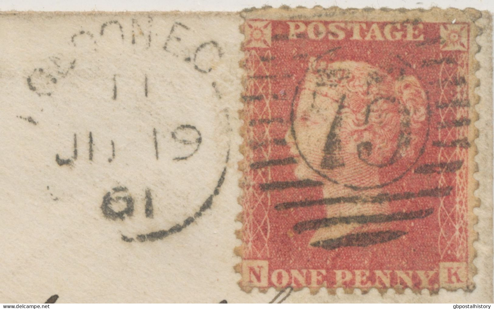 GB 1861, QV 1d Rose-red Perf. 14 (NK) On Fine Cvr With Barred Duplex-cancel "LONDON-E.C / 75" (East Central District, - Brieven En Documenten