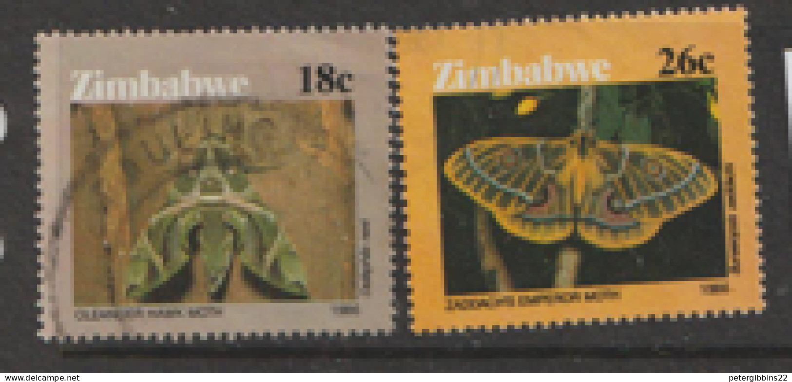 Zimbabwe  1986  SG 695-6  Moths   Fine Used - Zimbabwe (1980-...)