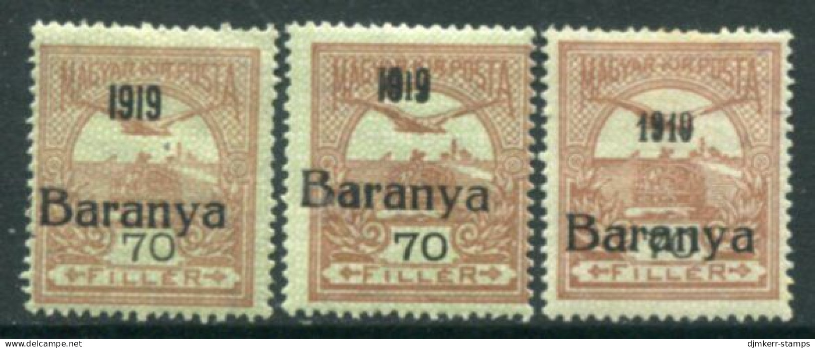 BARANYA Serb Occ. 1919 Turul 70f Three Types Of Date LHM / *.  Michel 14, SG4, 4b + 1 - Baranya