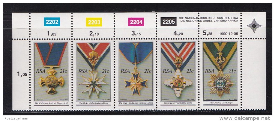 SOUTH AFRICA, 1990, MNH Control Block Of 5, National Orders, M 808-812 - Ungebraucht