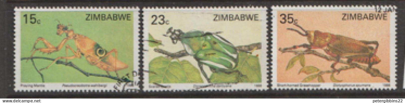 Zimbabwe  1988  SG 724-6  Insects  Fine Used - Zimbabwe (1980-...)