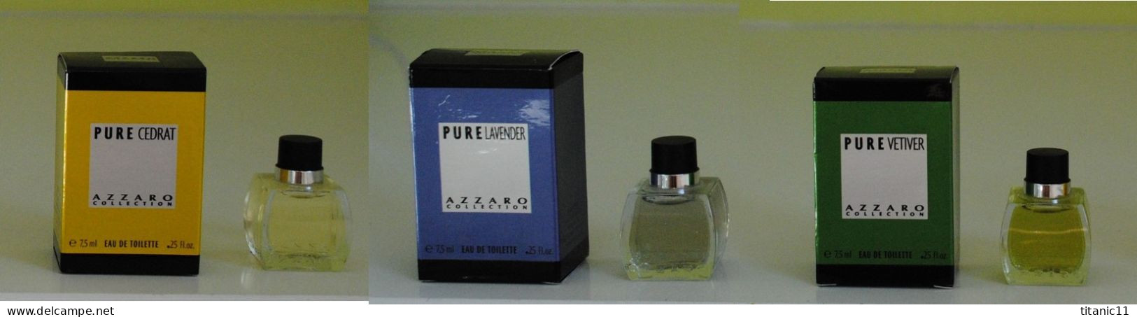 Port Gratuit - Lot De 3 Miniatures PURE De Azzaro (France) - Miniatures Men's Fragrances (in Box)