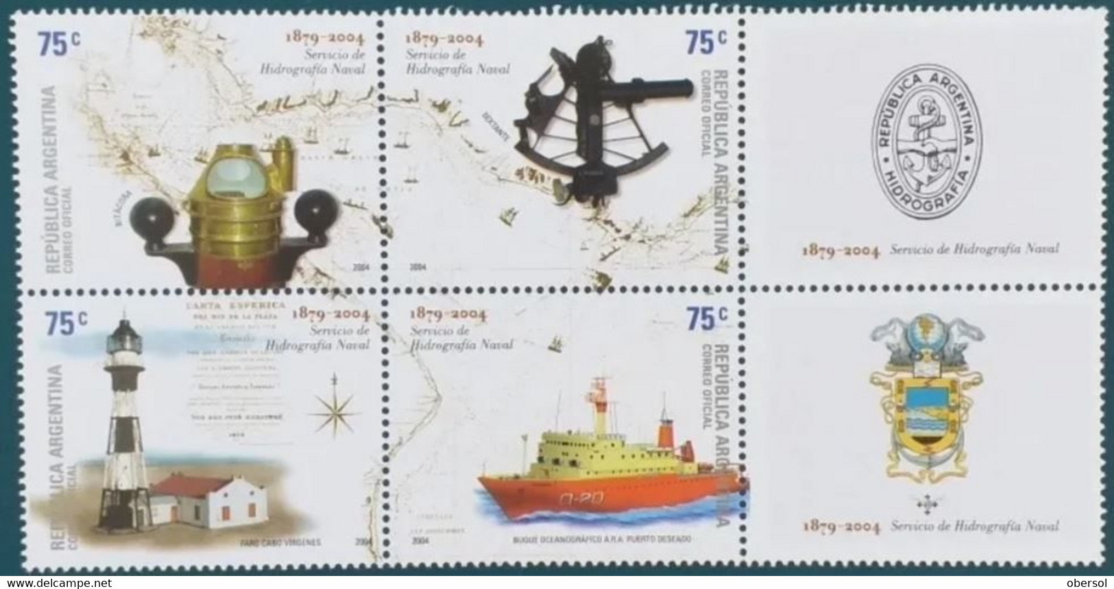 Argentina 2004 Ships Boats Hydrography Lighthouse Lighthouses – Complete MNH SeTenant Set With Cinderellas - Neufs