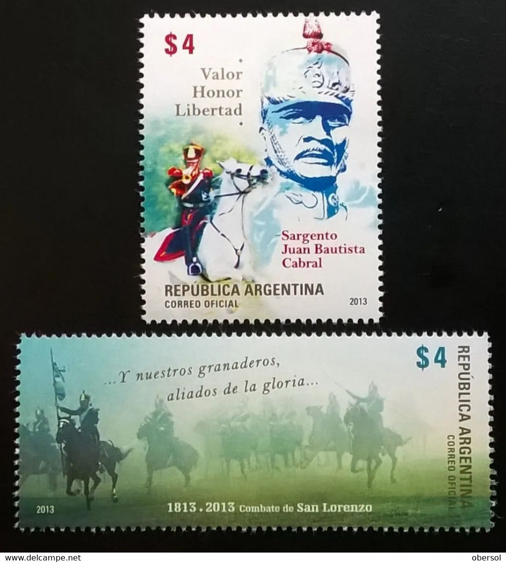 Argentina 2013 San Lorenzo Battle, Cabral Sergeant Complete Set MNH - Unused Stamps