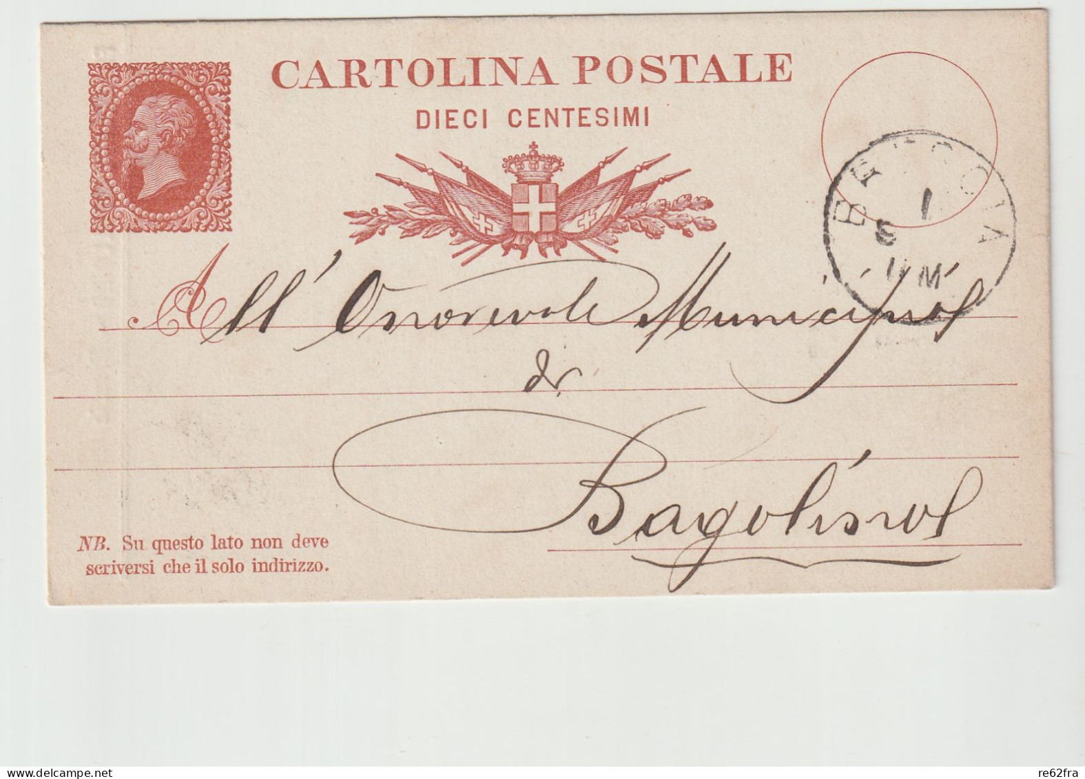 Vittorio Emanuele II° Intero Postale C.10. Del 1878, Edizione “Francesco Apollonio - Brescia” , Spedita 1879 - Stamped Stationery