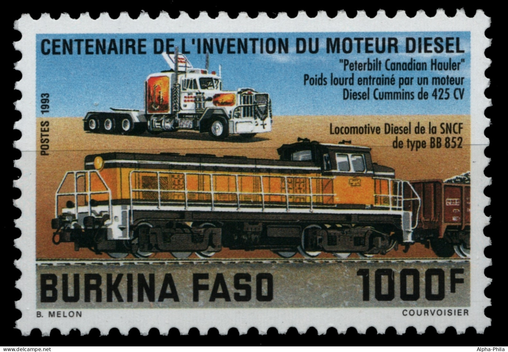 Burkina Faso 1993 - Mi-Nr. 1289 ** - MNH - Lokomotiven / Locomotives - Burkina Faso (1984-...)