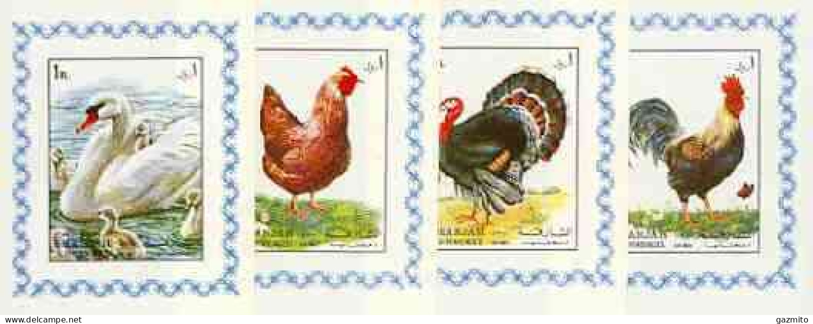 Sharjah 1972, Birds VI, Swan, Roster, 6val IMPERFORATED - Cisnes