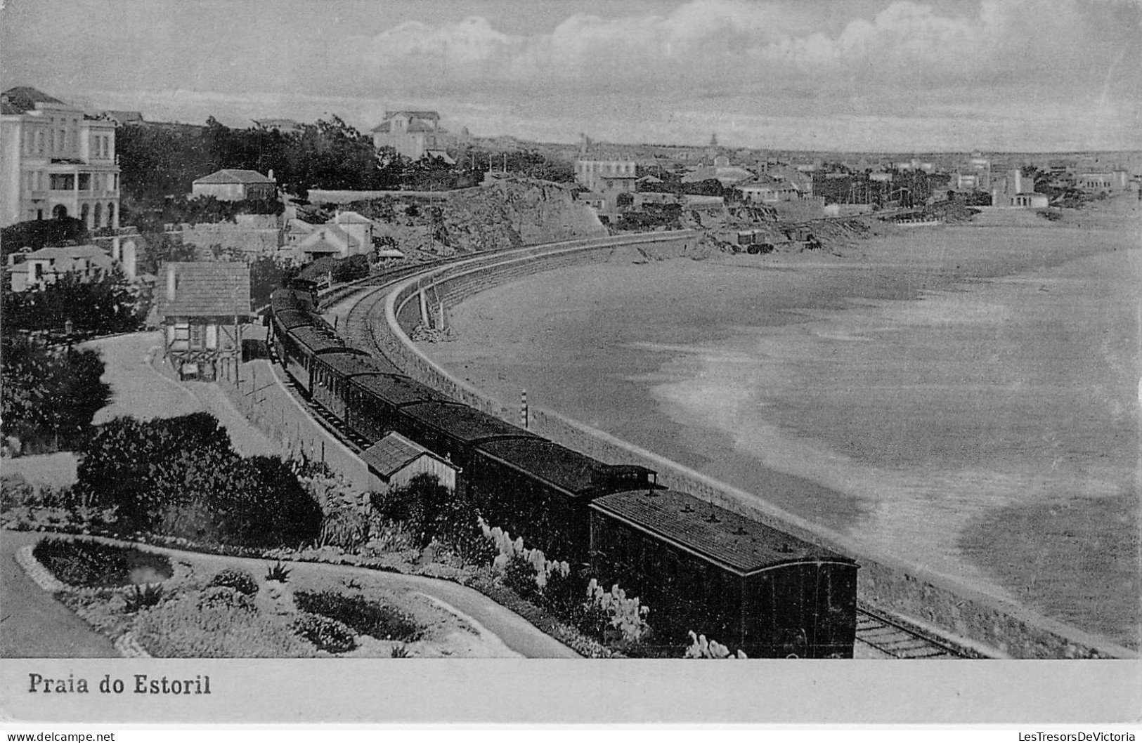 Portugal - Praia Do Estoril  - Train - Plage - Carte Postale Ancienne - Lisboa