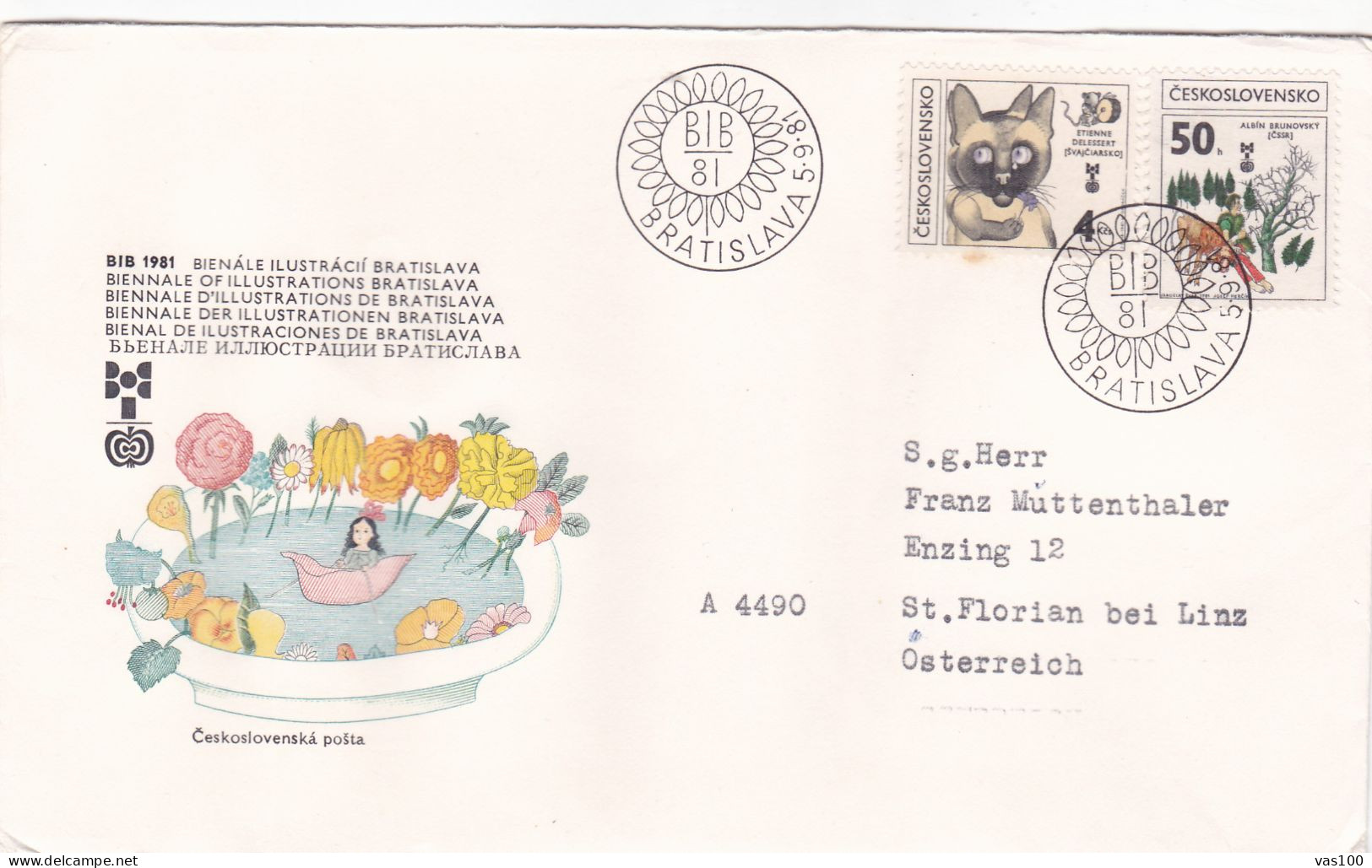 BIENNALE D'ILLUSTRATIONS DE BRATISLAVA 1980 COVERS   FDC 2X CIRCULATED  Tchécoslovaquie - Cartas & Documentos