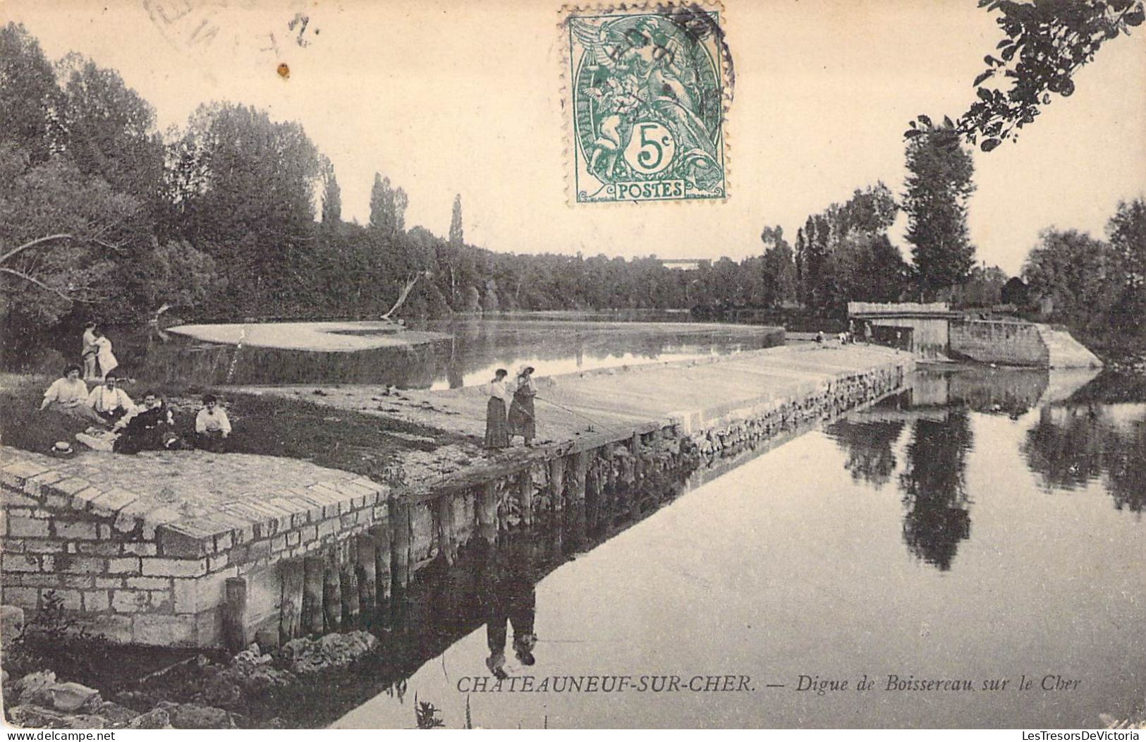 France - Chateau Neuf Sur Cher - Digue De Boissereau Sur Le Cher - Animé  - Carte Postale Ancienne - Chateauneuf Sur Cher