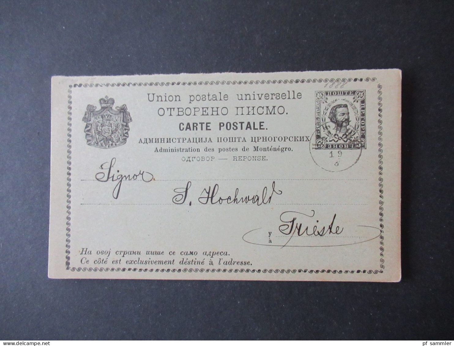 Montenegro Um 1890 Ganzsache / Antwortkarte Gestempelt Nach Trieste Gesendet - Montenegro