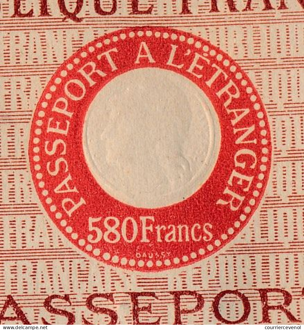 FRANCE - Passeport à L'étranger 580F Marseille B Du R - 1949 - Zonder Classificatie