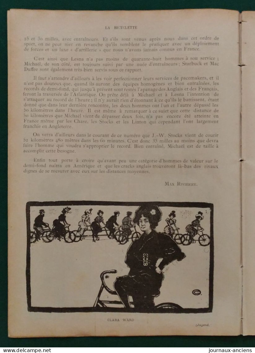 1897 Revue LA BICYCLETTE - LE SPORT EN AMERIQUE - ARTHUR GARDINER - TOM COOPER - EARL KISER - CHAMPIONNAT DE FRANCE - Cyclisme