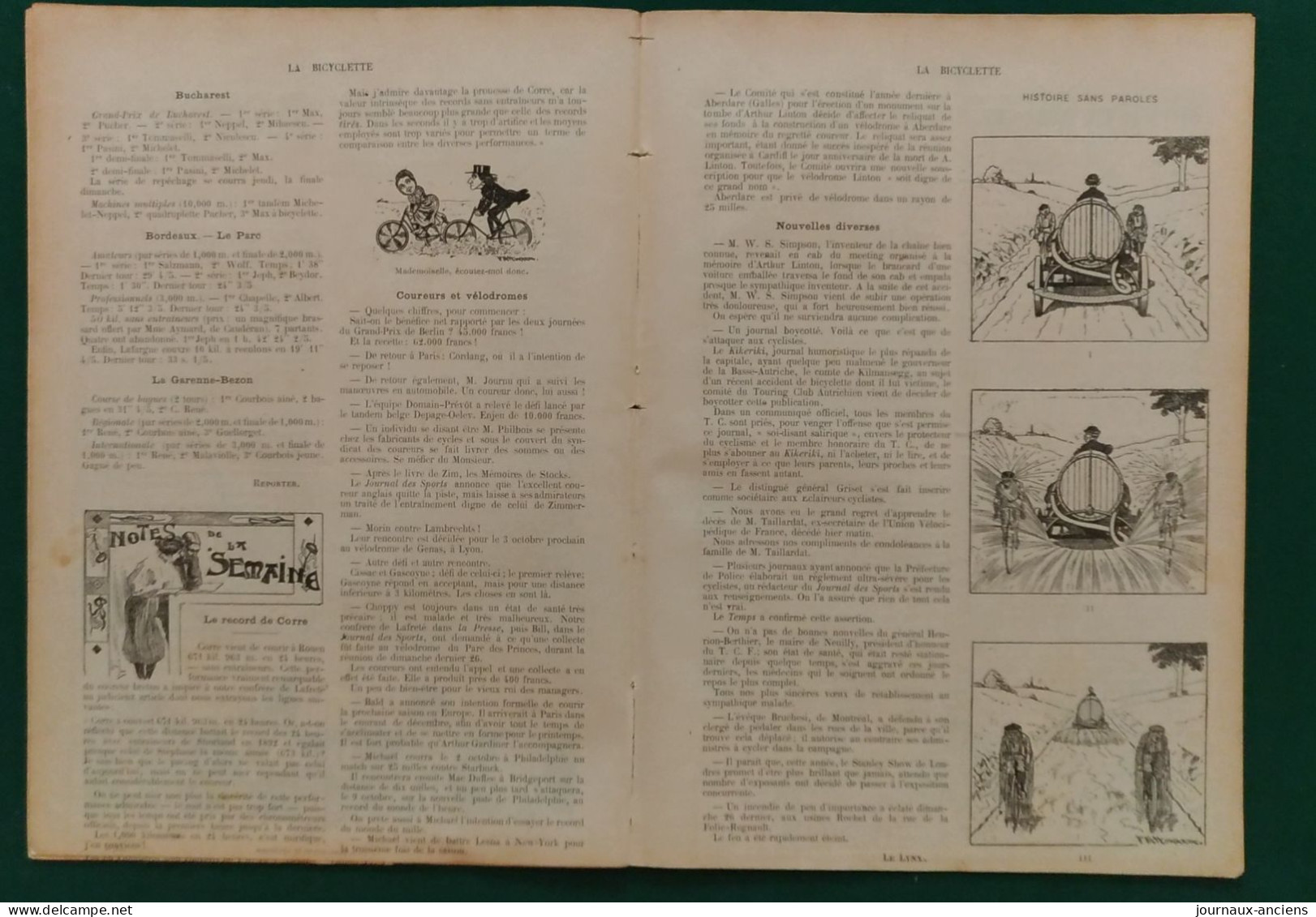 1897 Revue LA BICYCLETTE - LE SPORT EN AMERIQUE - ARTHUR GARDINER - TOM COOPER - EARL KISER - CHAMPIONNAT DE FRANCE