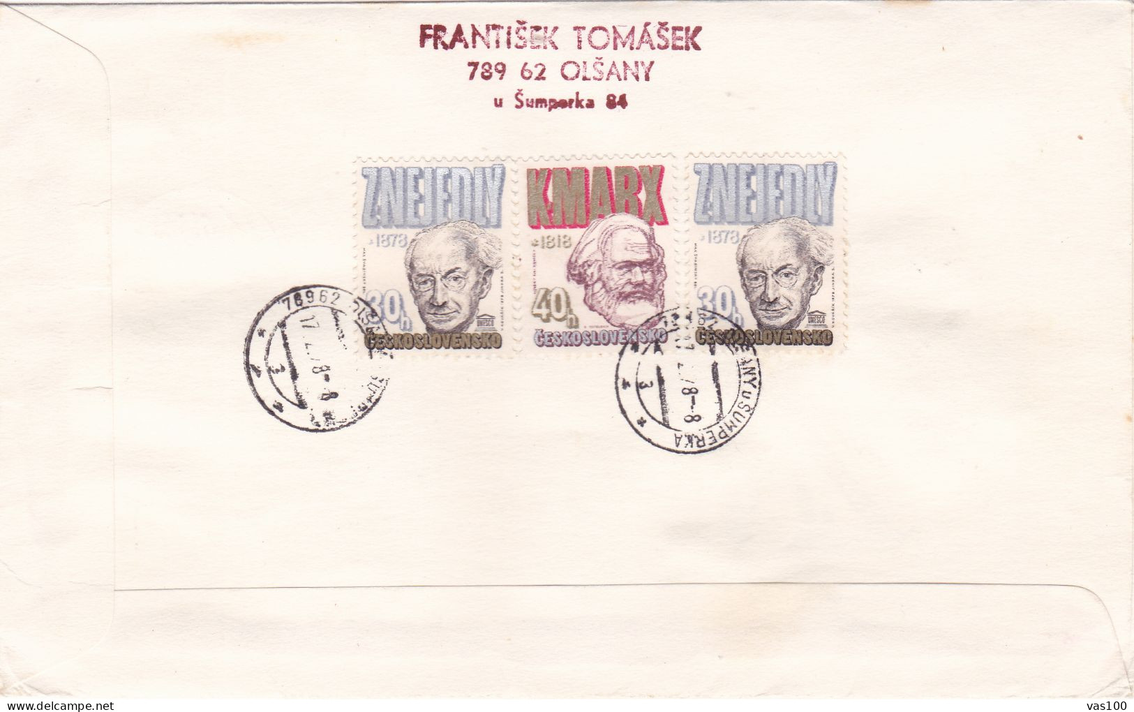 FAMOUS PEOPLE KMARX ZNEIEOLY   COVERS  FDC    CIRCULATED  1978  Tchécoslovaquie - Brieven En Documenten