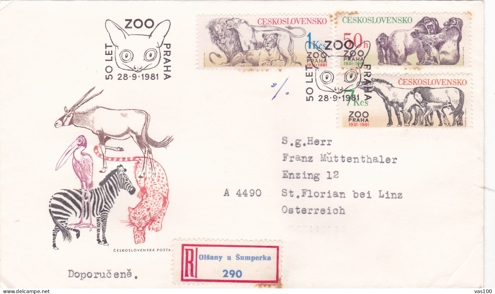 WILDLIFE  COVERS  FDC    CIRCULATED  1981  Tchécoslovaquie - Storia Postale