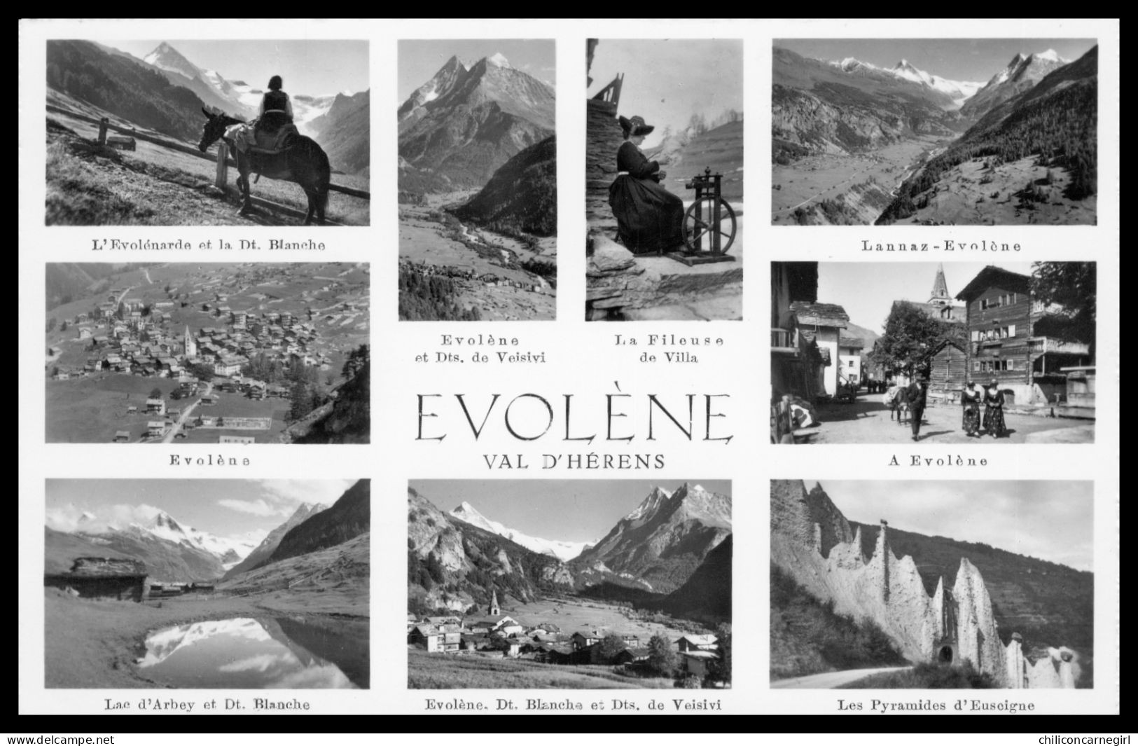 * EVOLENE - VAL D'HERENS - Multivues - Veisivi Evolénarde Fileuse De Villa Lannaz Arbey Pyramides D'Euseigne - GYGER - Evolène