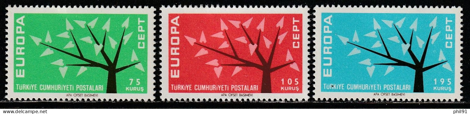 TURQUIE    Europa 1962   N° Y&T  1627 à 1629  ** - Neufs
