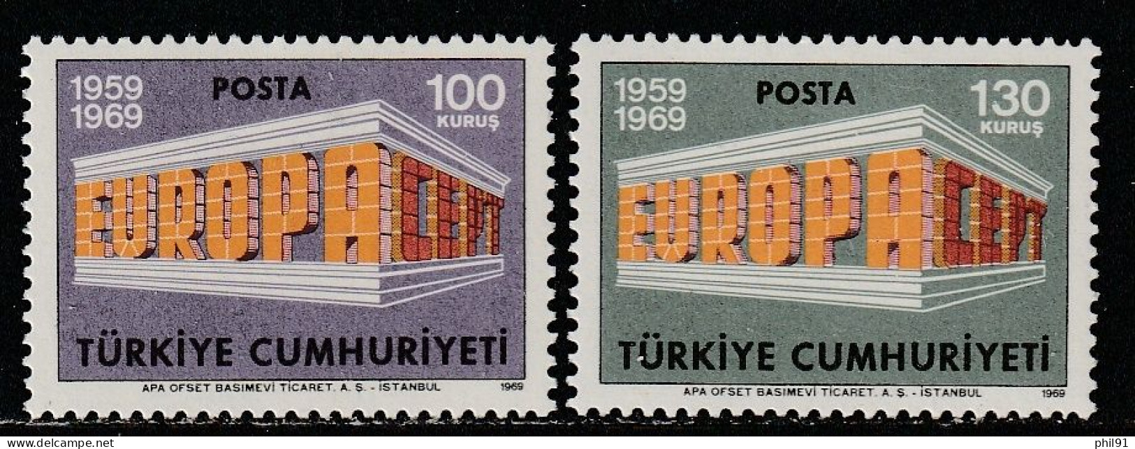 TURQUIE    Europa 1969   N° Y&T  1891 Et 1892  ** - Ongebruikt
