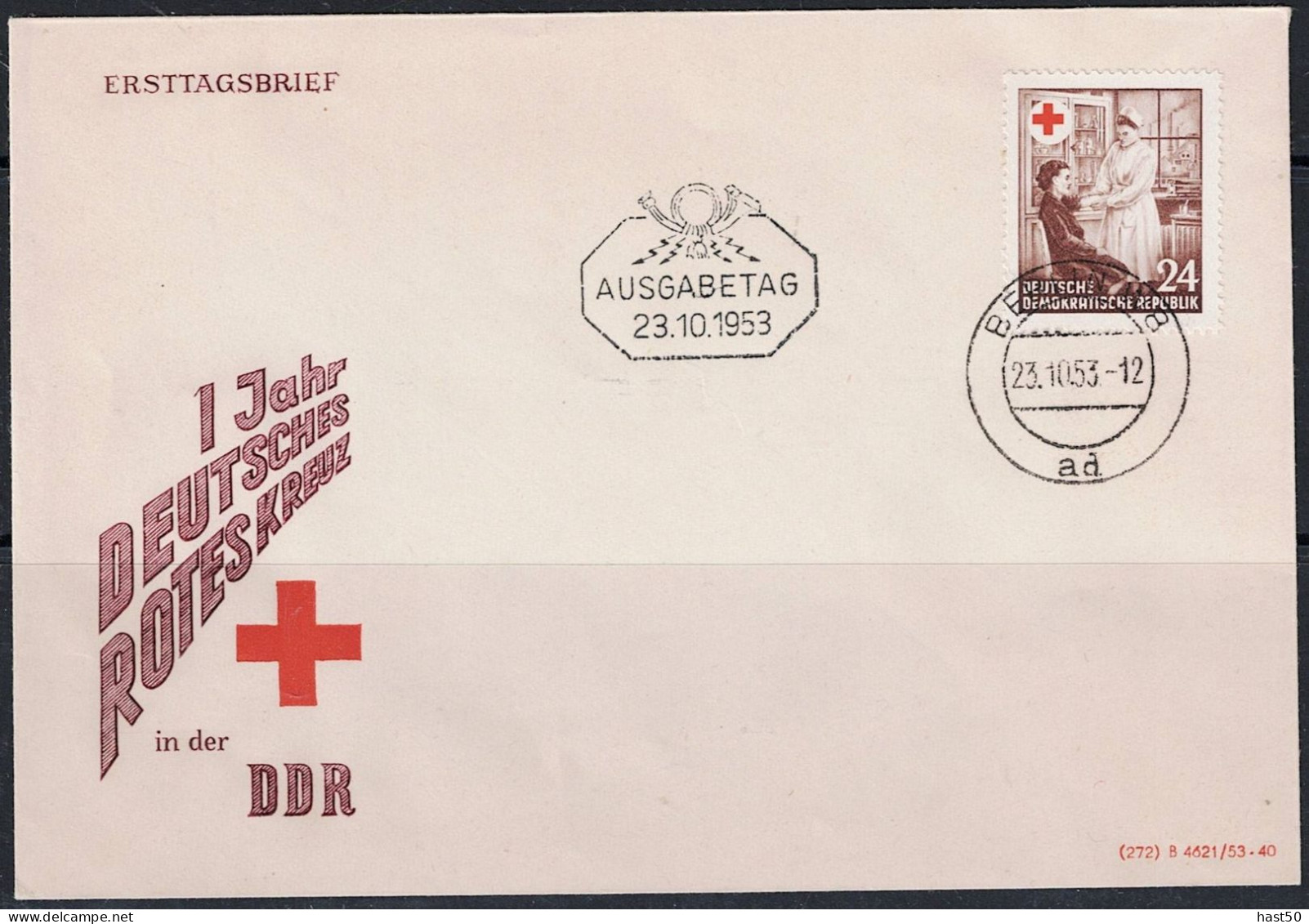 DDR GDR RDA - Rotes Kreuz (MiNr: 385) 1953 - FDC - 1950-1970